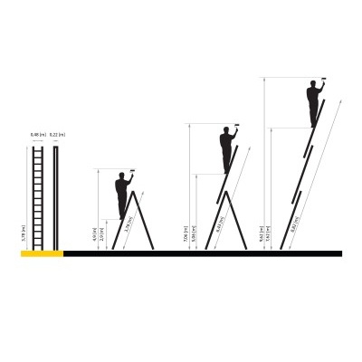 ALDOTRADE Rebrík trojdielný hliníkový PROFI 3x14