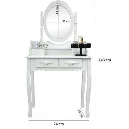 ALDOTRADE Toaletný kozmetický stolík Emilie 143x70x40cm s taburetom