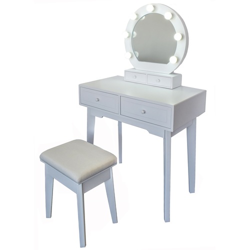 ALDOTRADE Kozmetický stolík Vanessa 75x40x130 cm so zrkadlom a taburetom