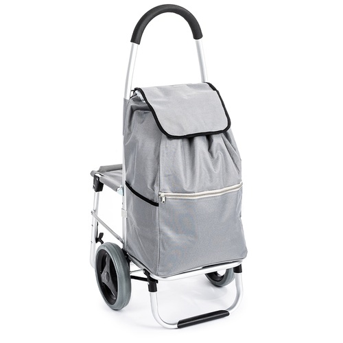 ALDOTRADE Nákupná taška na kolieskach so sedadlom Comfort - šedá